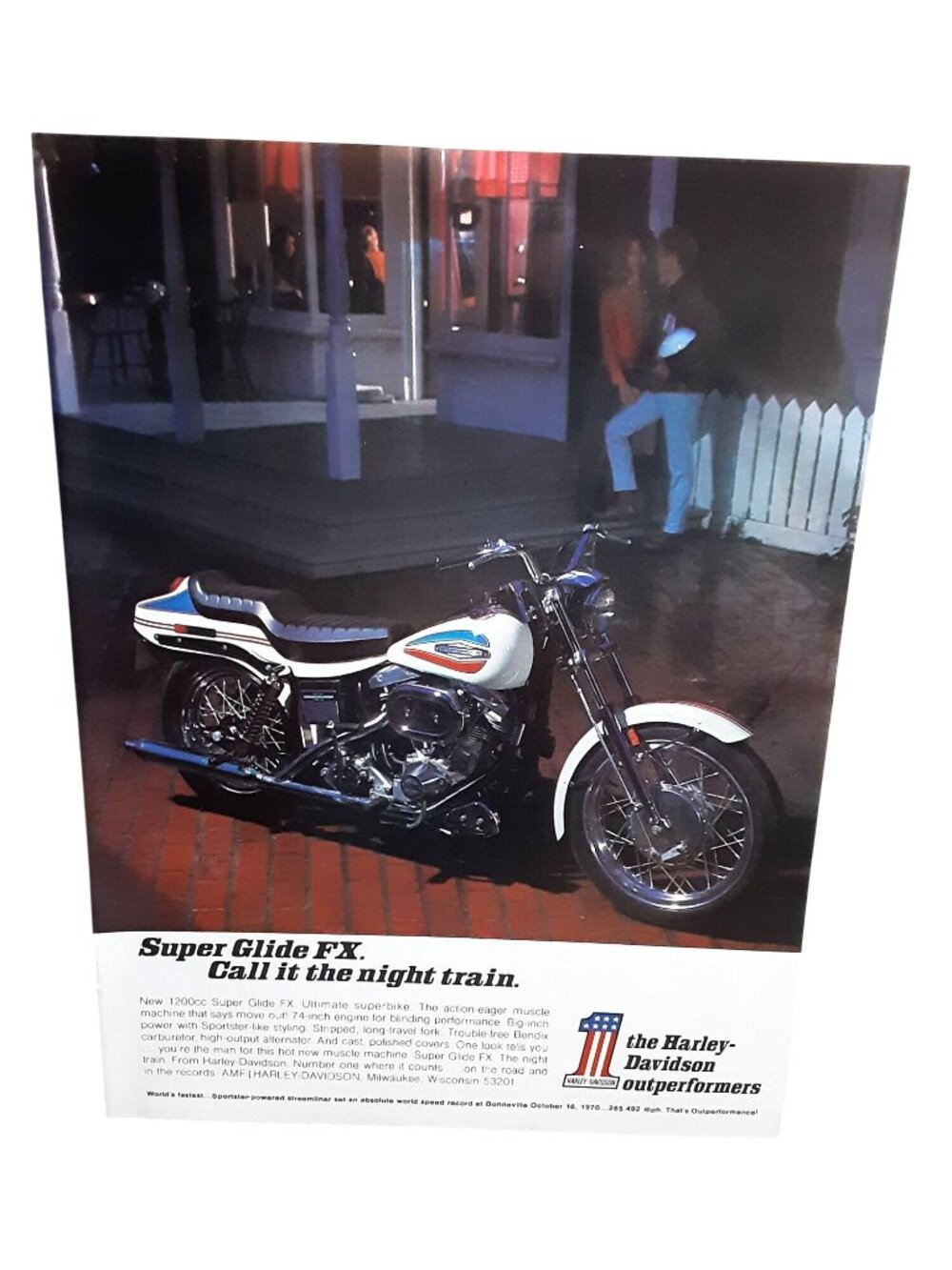1971 Vintage Harley Davidson Motorcycle Garage Decor Wall Art Ad